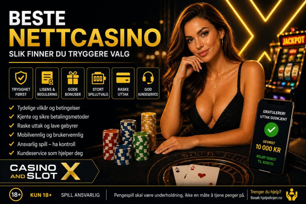 Beste nettcasino er et søk mange norske spillere bruker når de vil finne et casino på nett som virker trygt, ryddig og underholdende.