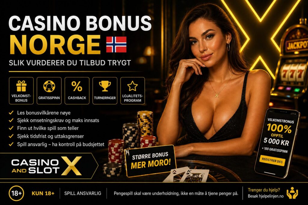 Casino bonus Norge er et populært søk blant spillere som vil finne velkomstbonus, gratisspinn, innskuddsbonus, cashback eller andre kampanjer hos casinoer på nett.